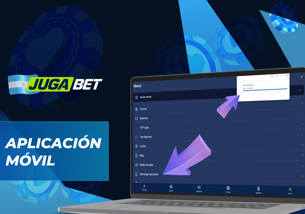 Información sobre la versión móvil de la aplicación Jugabet para jugadores.
