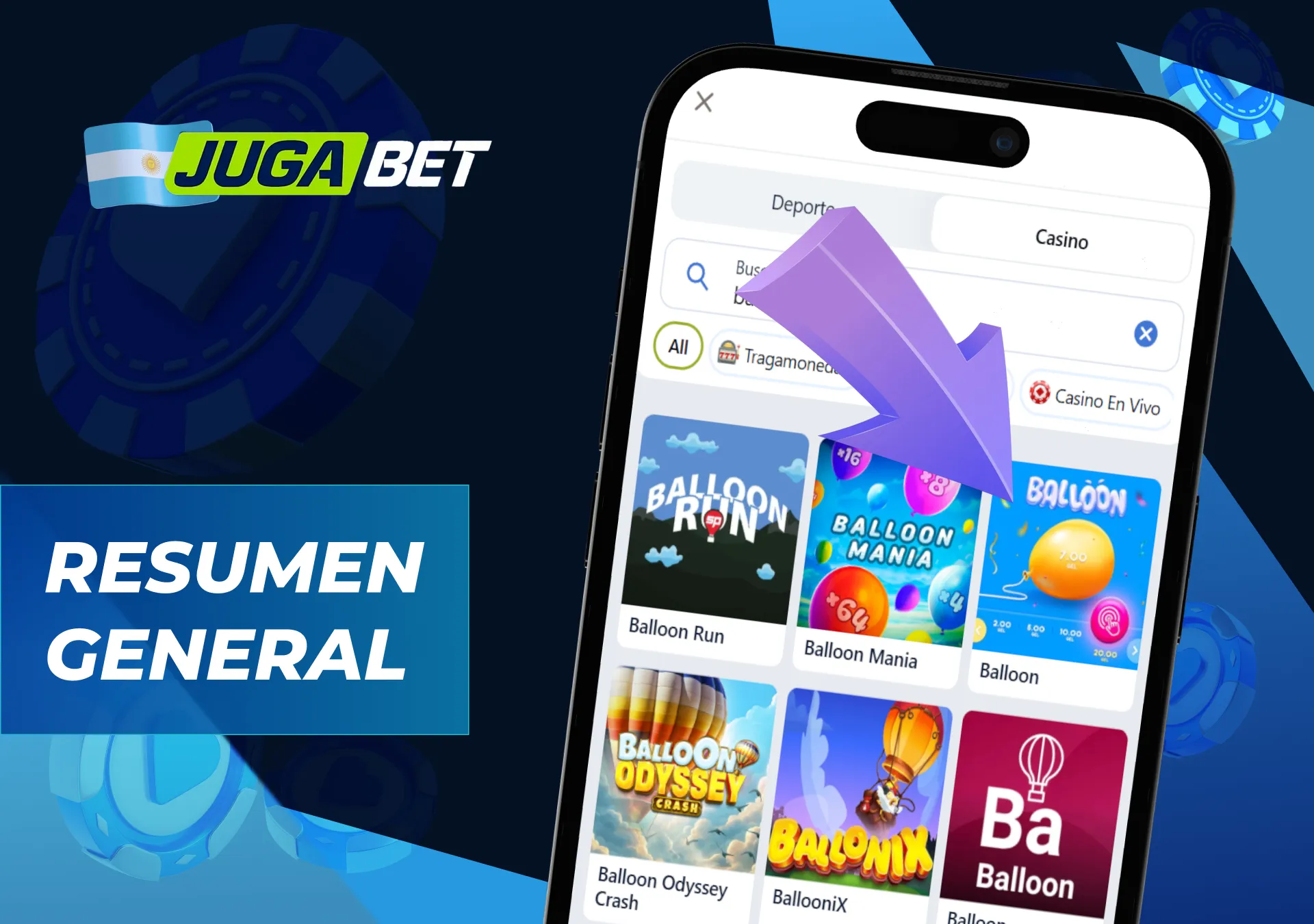 Visión general de las principales características del juego Balloon para jugadores de Argentina.