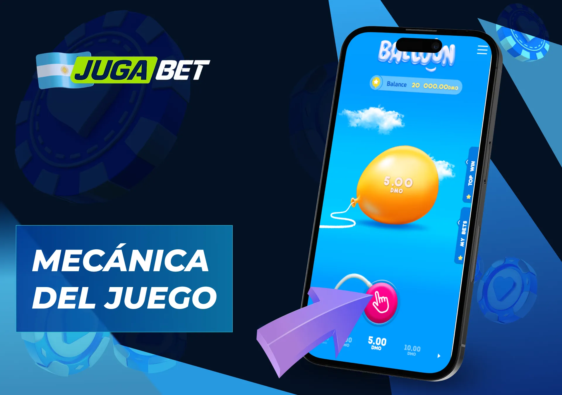 La mecánica de Balloon se basa en el aumento del multiplicador y decisiones oportunas.